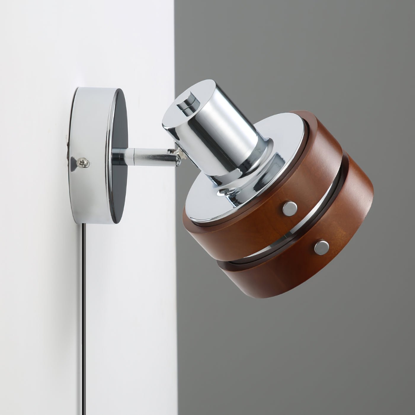 Karry Walnut Adjustable Plug-In Wall Light