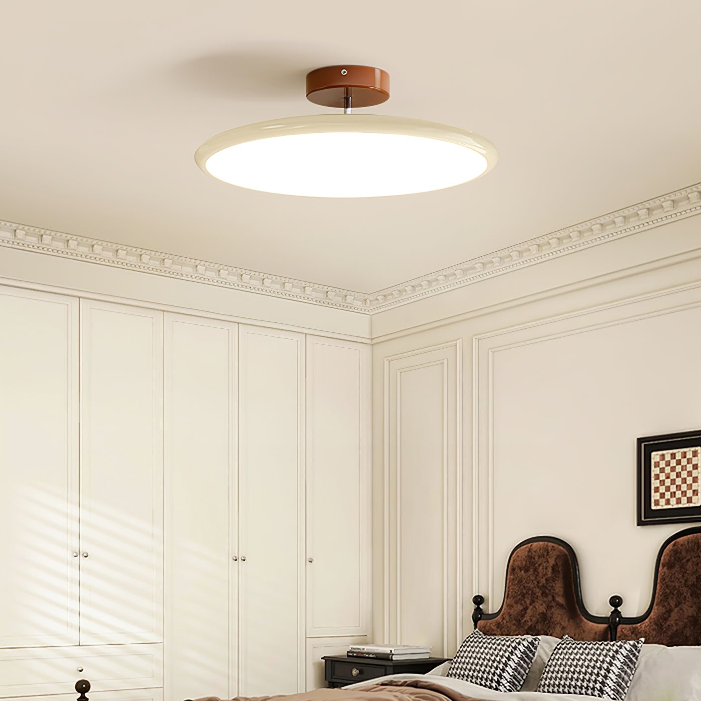 Adjustable Ring LED Ceiling Light / ∅ 15.7″ x H 3.5″ / Beige / Warm Light