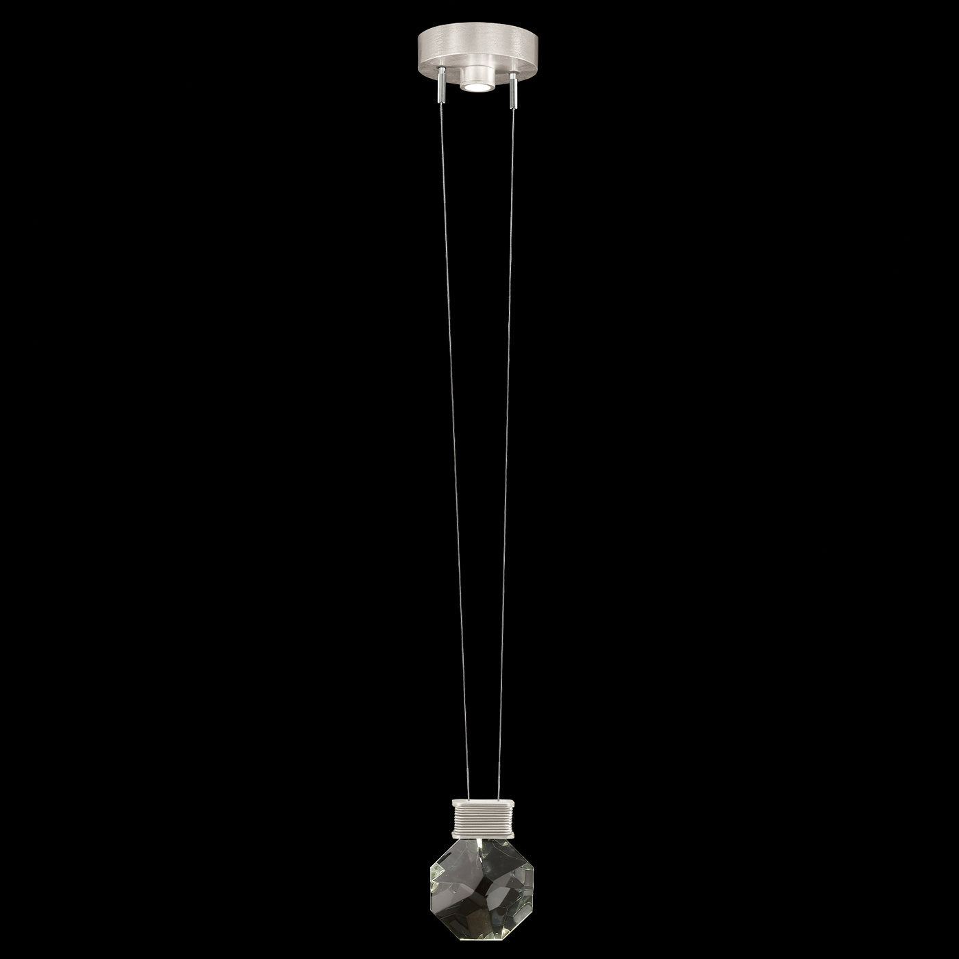 Aria Faceted Crystal Charm Pendant / Brushed Silver