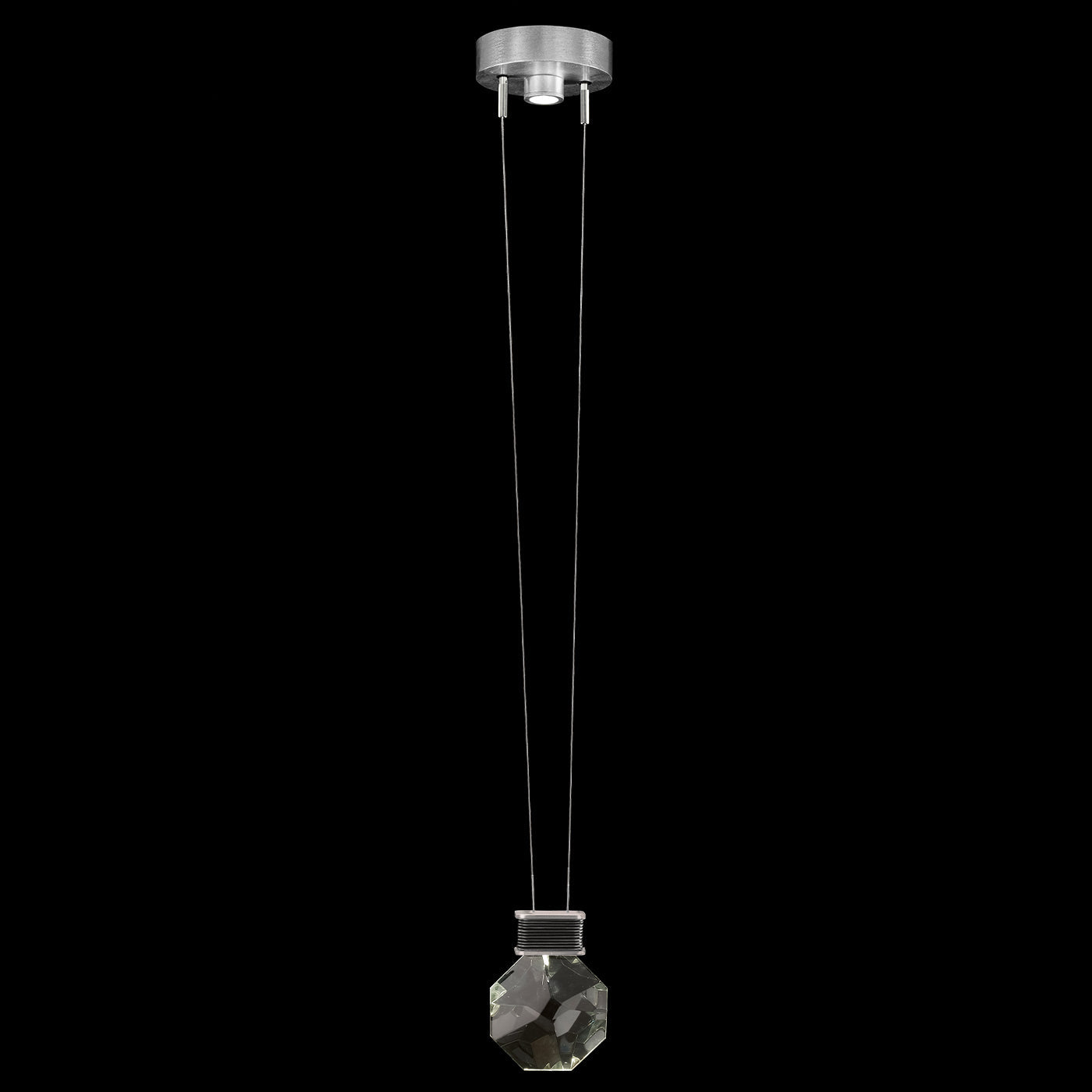 Aria Faceted Crystal Charm Pendant / Soft Ombre Silver