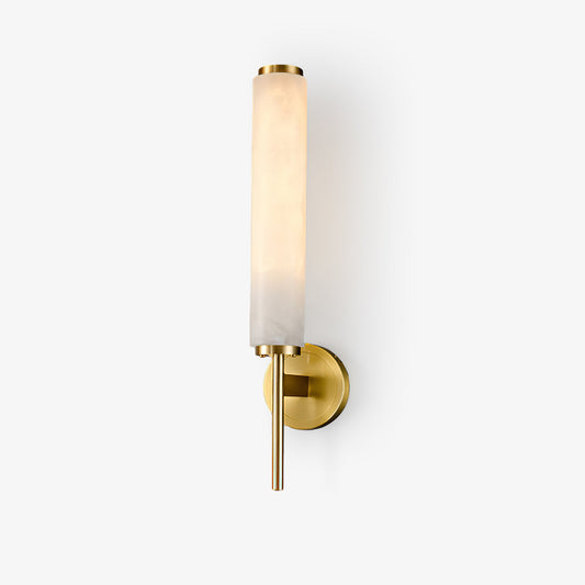 Brindisi Alabaster Column Wall Sconce / W 4.7″ x H 18.9″ / W 12cm x H 48cm / Brass & White / Warm Light