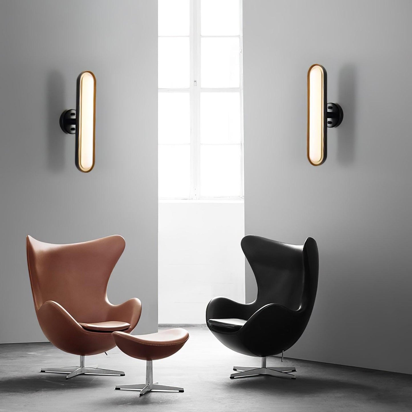 Capsule Frosted LED Wall Light / ∅ 5.1″ x H 18.1″ / Dia 13cm x H 46cm / Black & Frosted white / Cool White