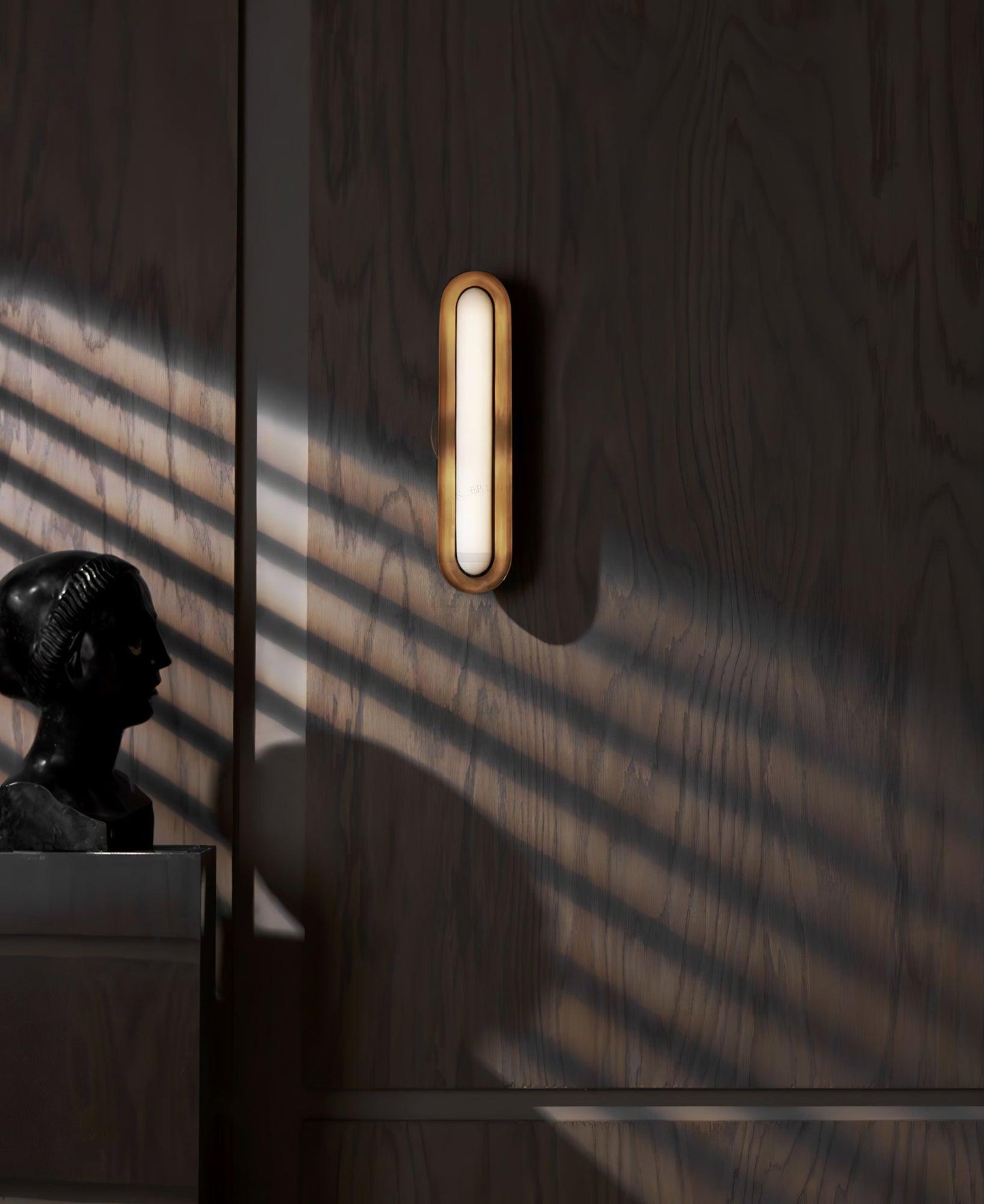 Capsule Frosted LED Wall Light / Set of 2 / Black & Frosted white / Warm White