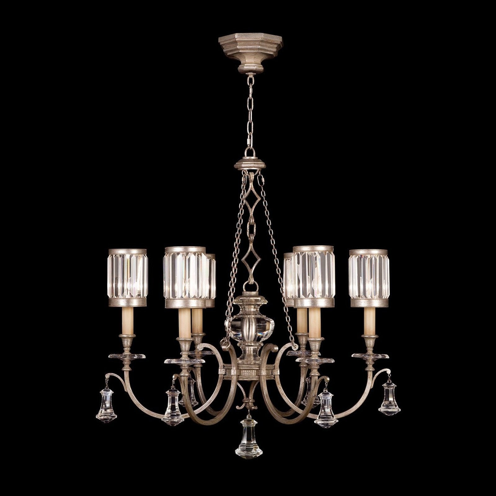 Eaton Crystal Shade Round Chandelier / Silver