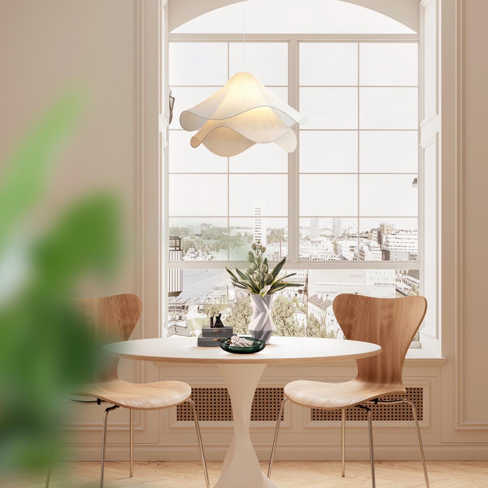 Ethereal Bloom Pleated Fabric Plug-In Pendant / ∅ ∅ 11.8″ x H 8.3″ / Dia 30cm x H 21cm / Gold & White / AU Plug
