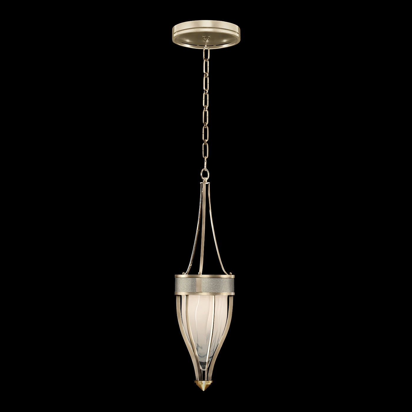 Handblown Swirl Glass Pendant / Champagne / Brass / Coco