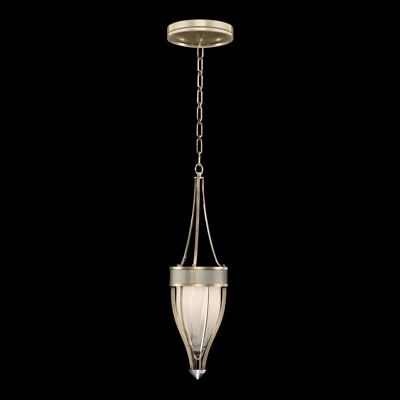 Handblown Swirl Glass Pendant / Champagne / Nickel / Coco