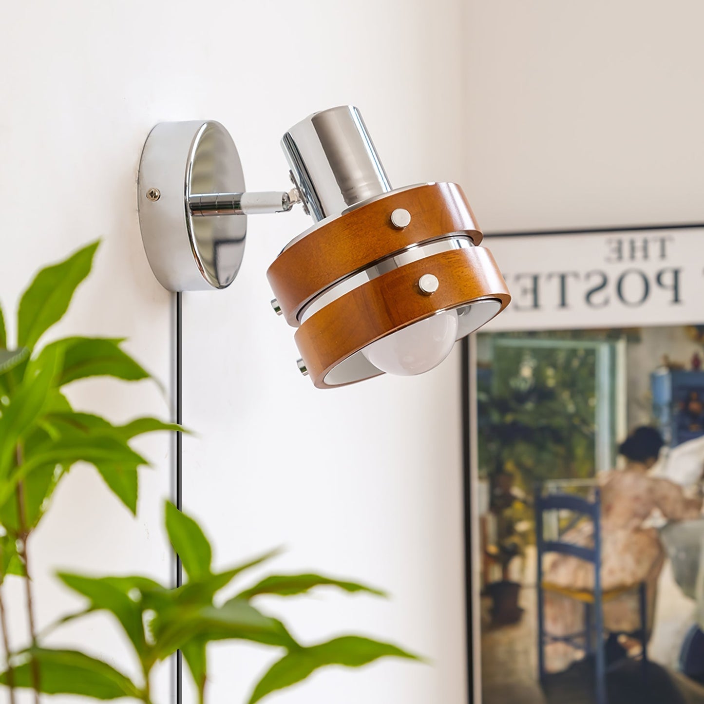 Karry Walnut Adjustable Plug-In Wall Light / Walnut color & Chrome / 1 piece / AU Plug