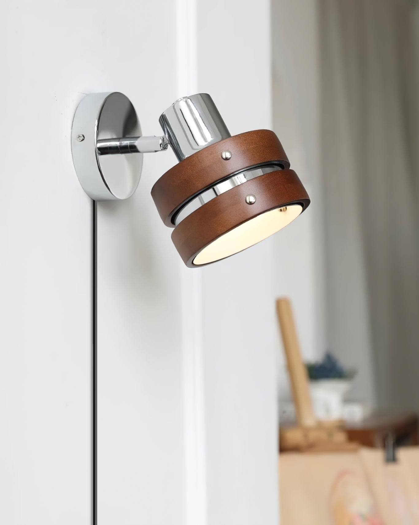 Karry Walnut Adjustable Plug-In Wall Light