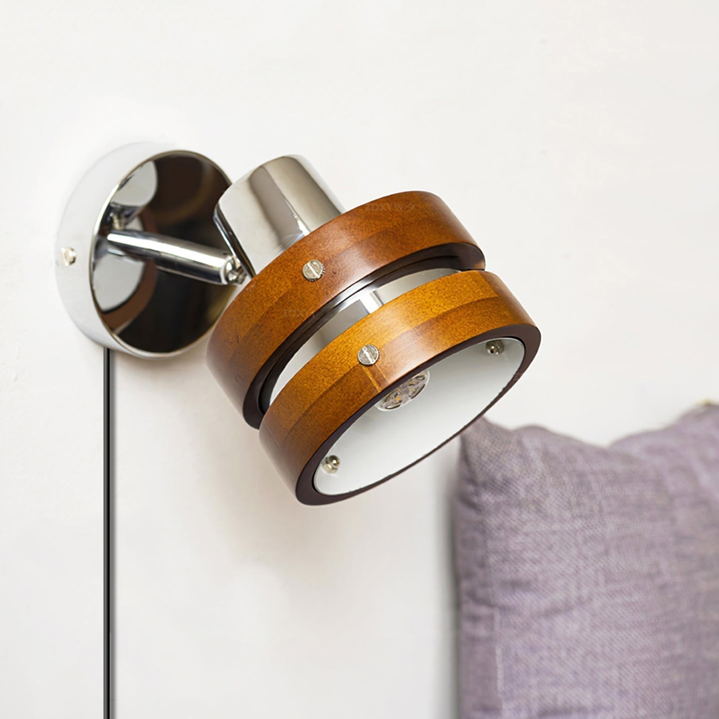 Karry Walnut Adjustable Plug-In Wall Light