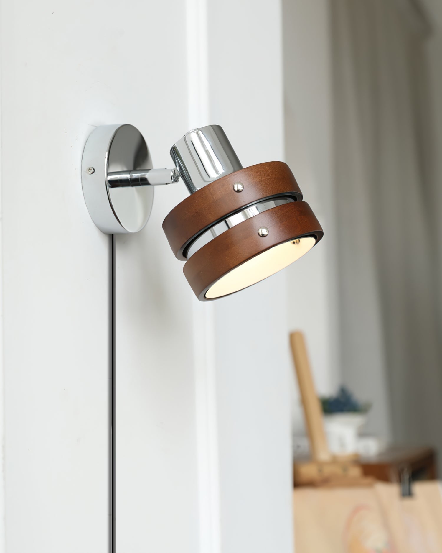 Karry Walnut Adjustable Plug-In Wall Light