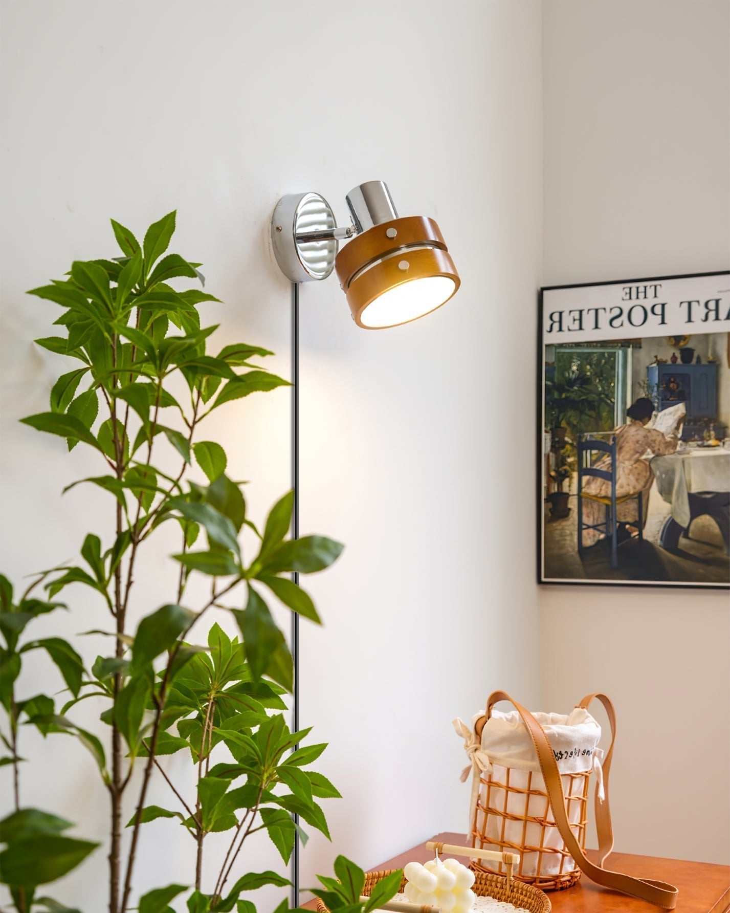 Karry Walnut Adjustable Plug-In Wall Light