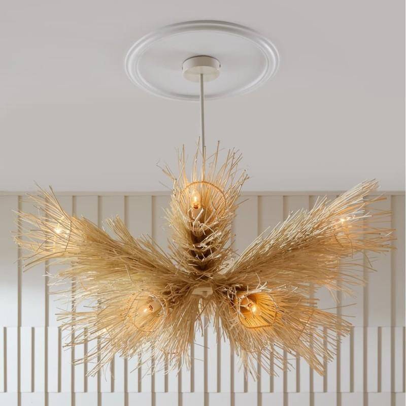 Kauai Bleached Rattan Chandelier