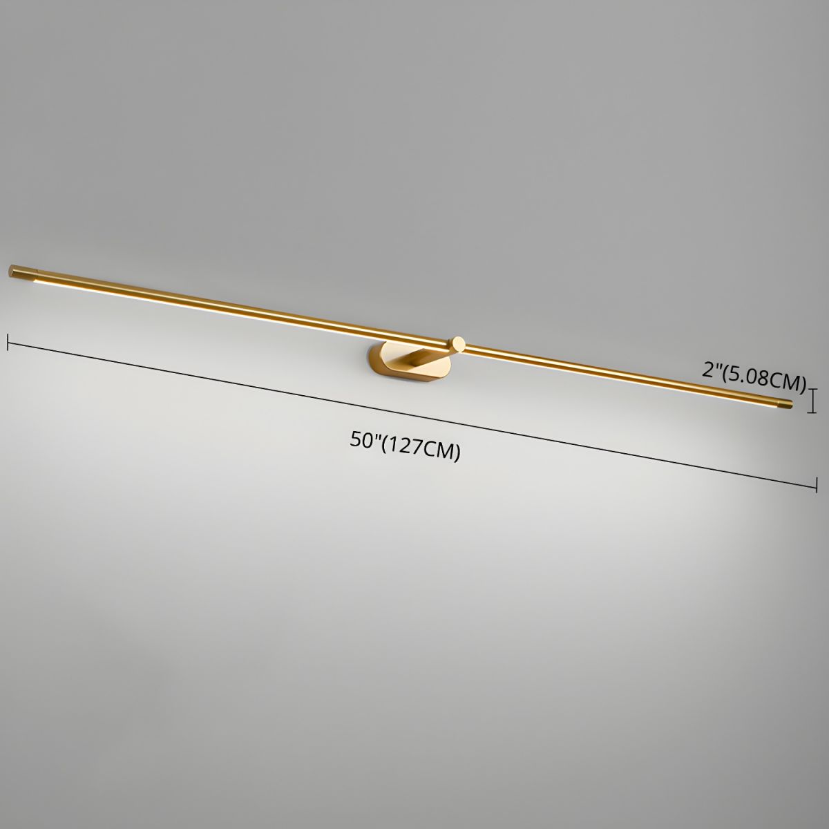 Minimalist Linear LED Vanity Wall Light / ∅ 50″ x H 2″ / Black & Warm Light / Set Of 2