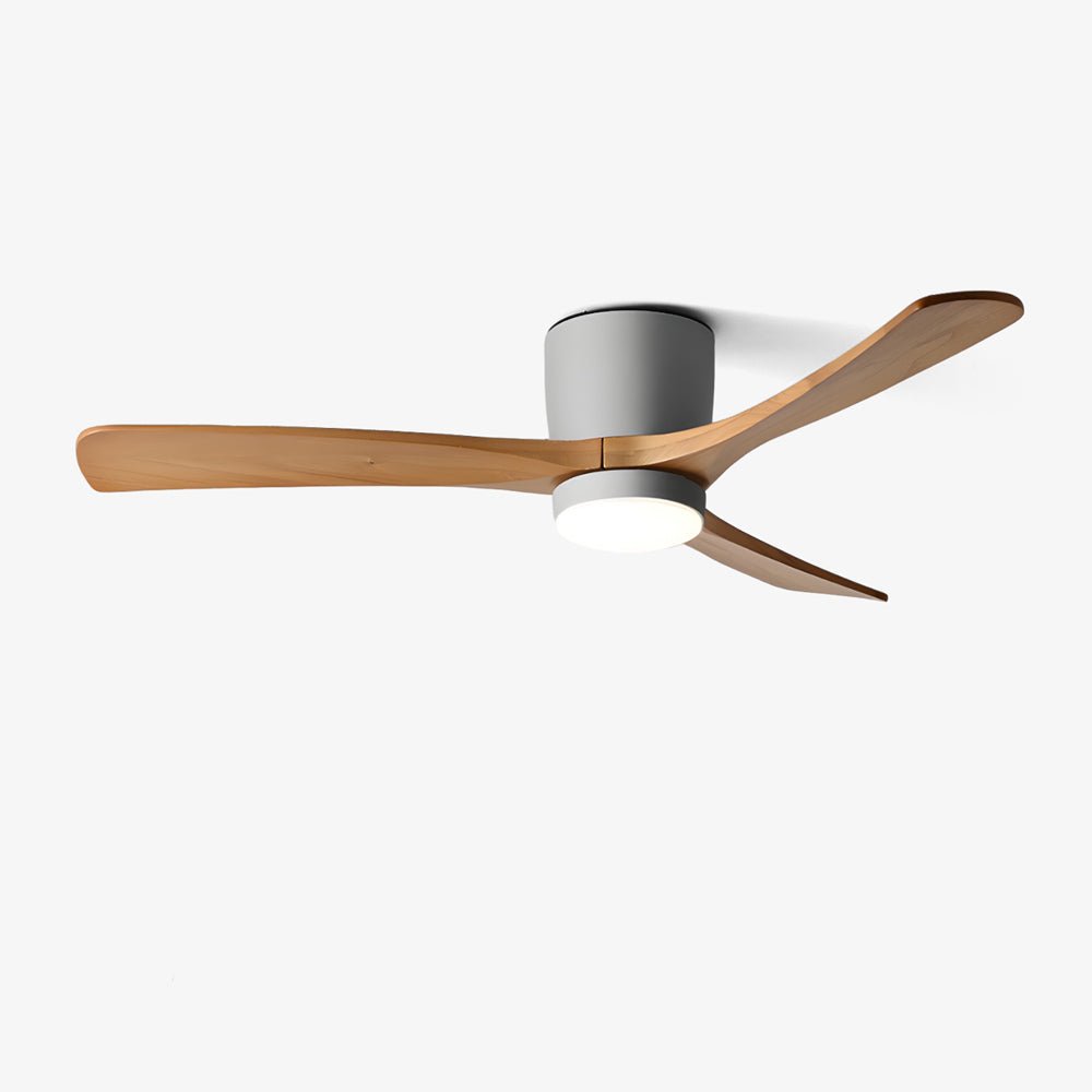 Nordic Wood LED Ceiling Fan Light / ∅ 36″ x H 11″ / Black & Walnut Wood / Three-Color Changing Light
