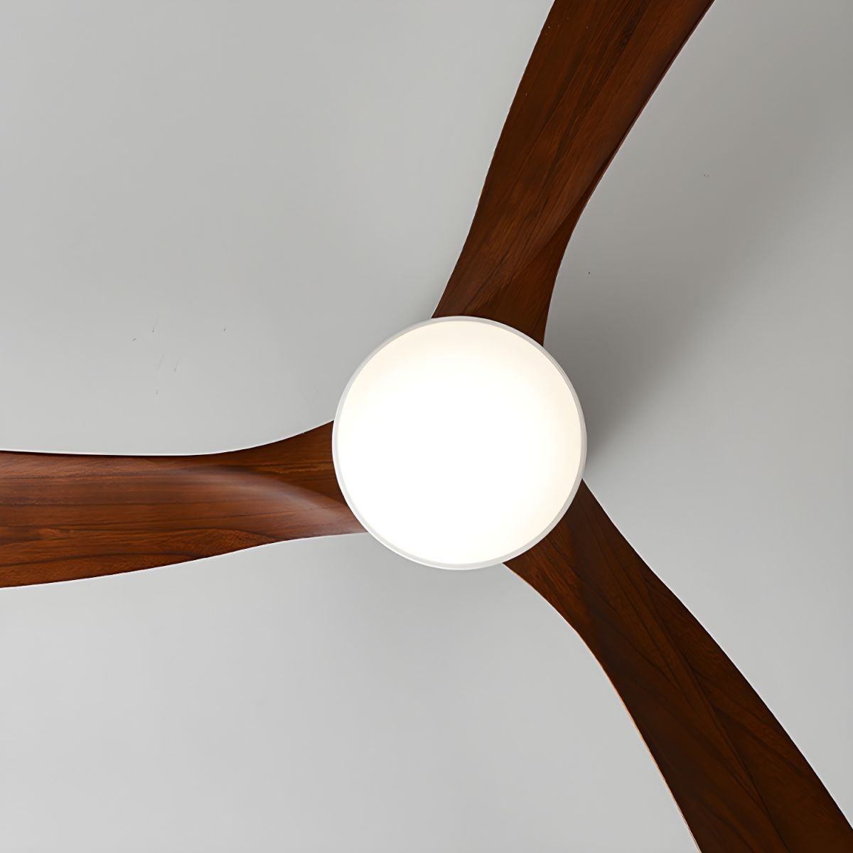 Nordic Wood LED Ceiling Fan Light / ∅ 42″ x H 11″ / Grey & Nature Wood / Three-Color Changing Light