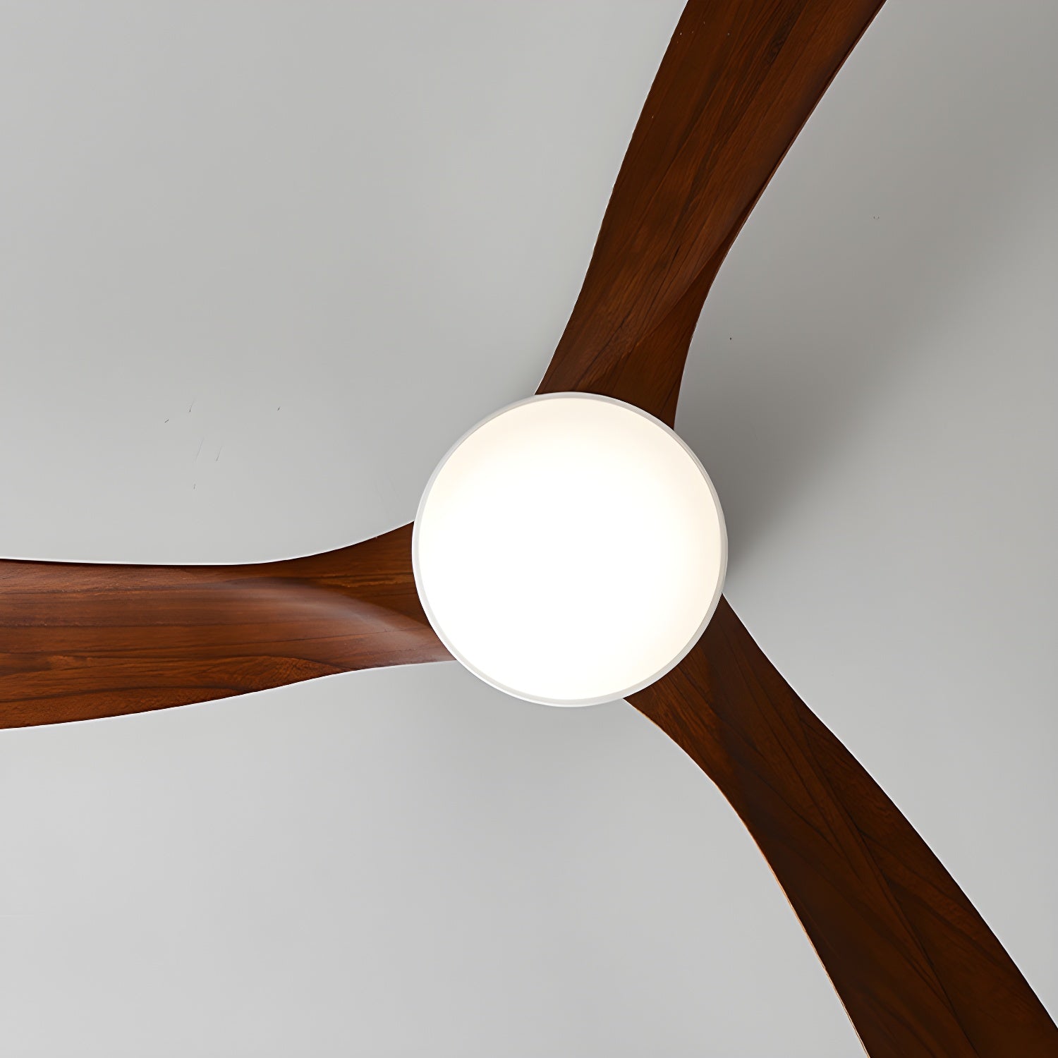 Nordic Wood LED Ceiling Fan Light / ∅ 48″ x H 11″ / Grey & Nature Wood / Warm Light