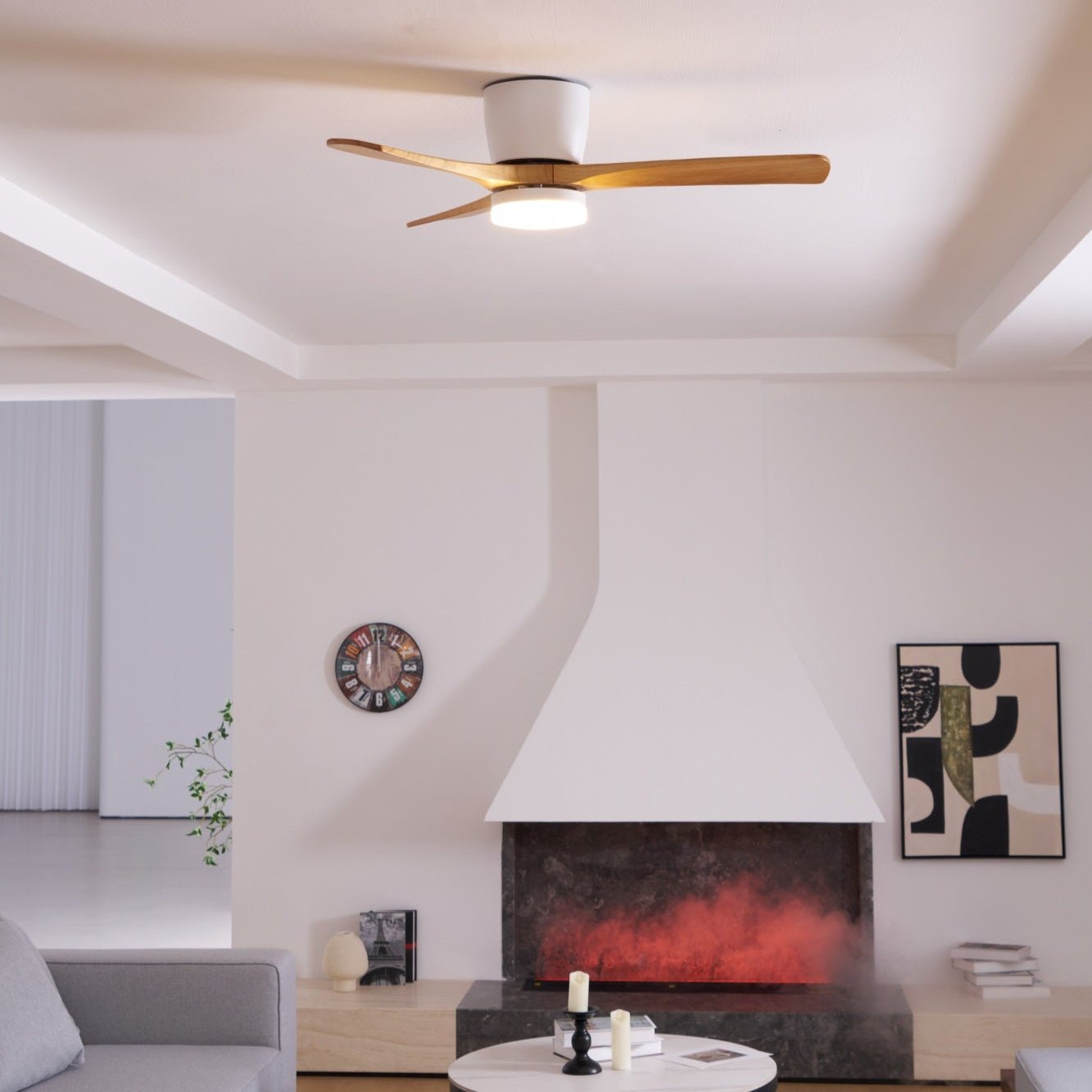 Nordic Wood LED Ceiling Fan Light