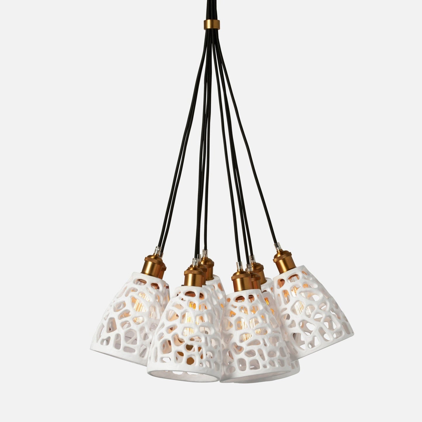 Organic Cut-Out Nine-Light Pendant / Brass