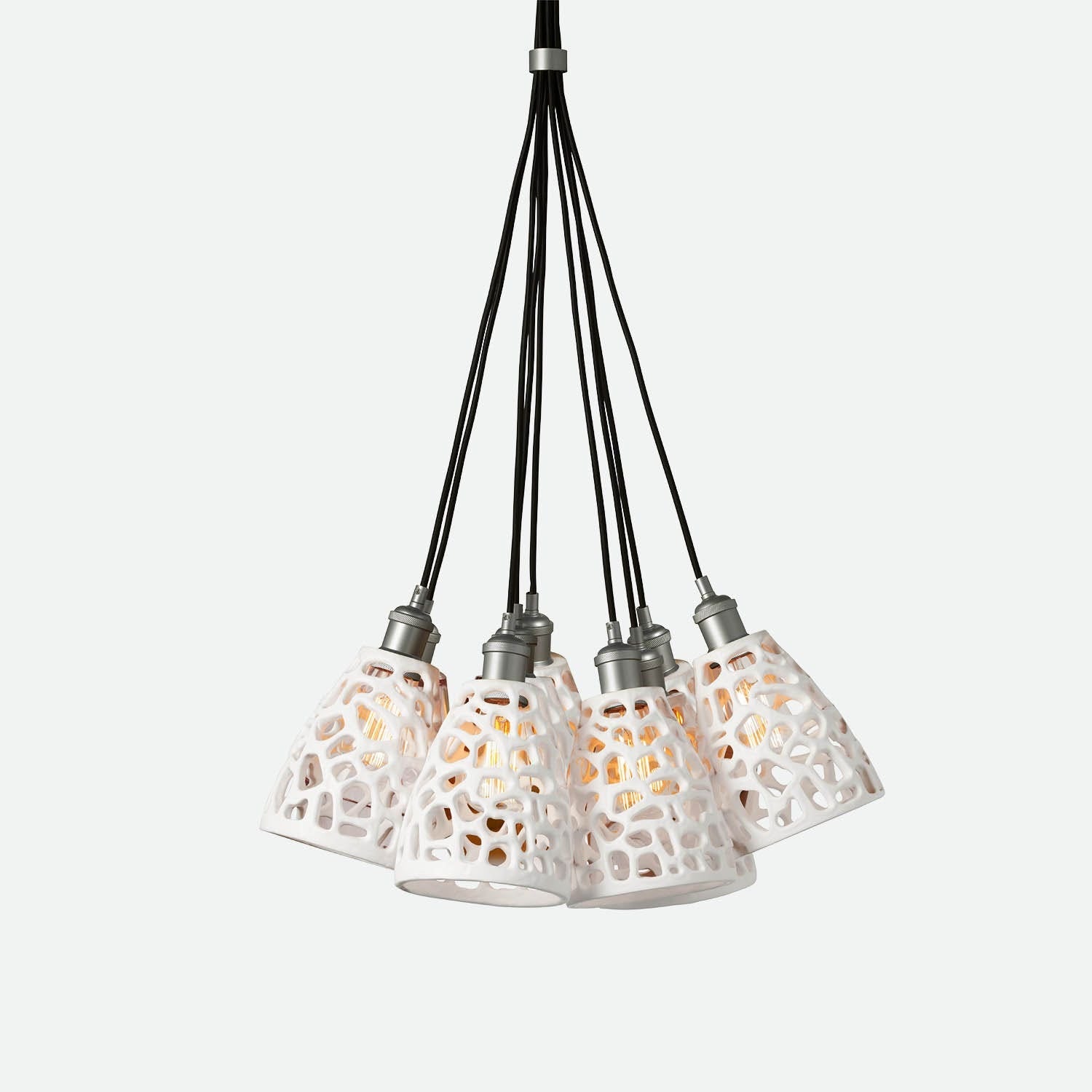 Organic Cut-Out Nine-Light Pendant / Silver