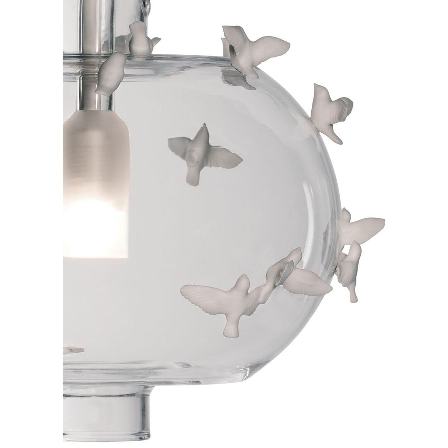 Porcelain Birds Blown Glass Pendant