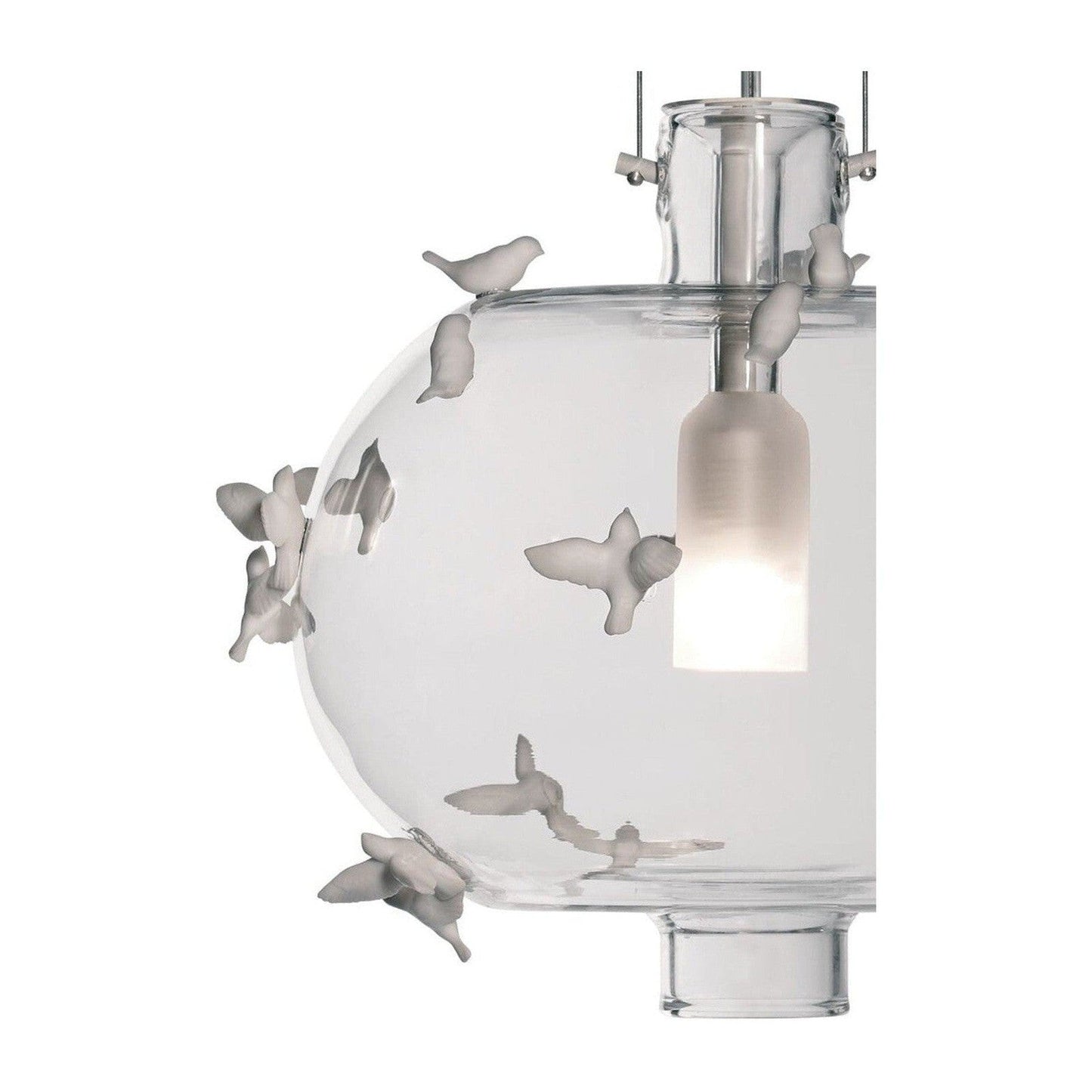 Porcelain Birds Blown Glass Pendant