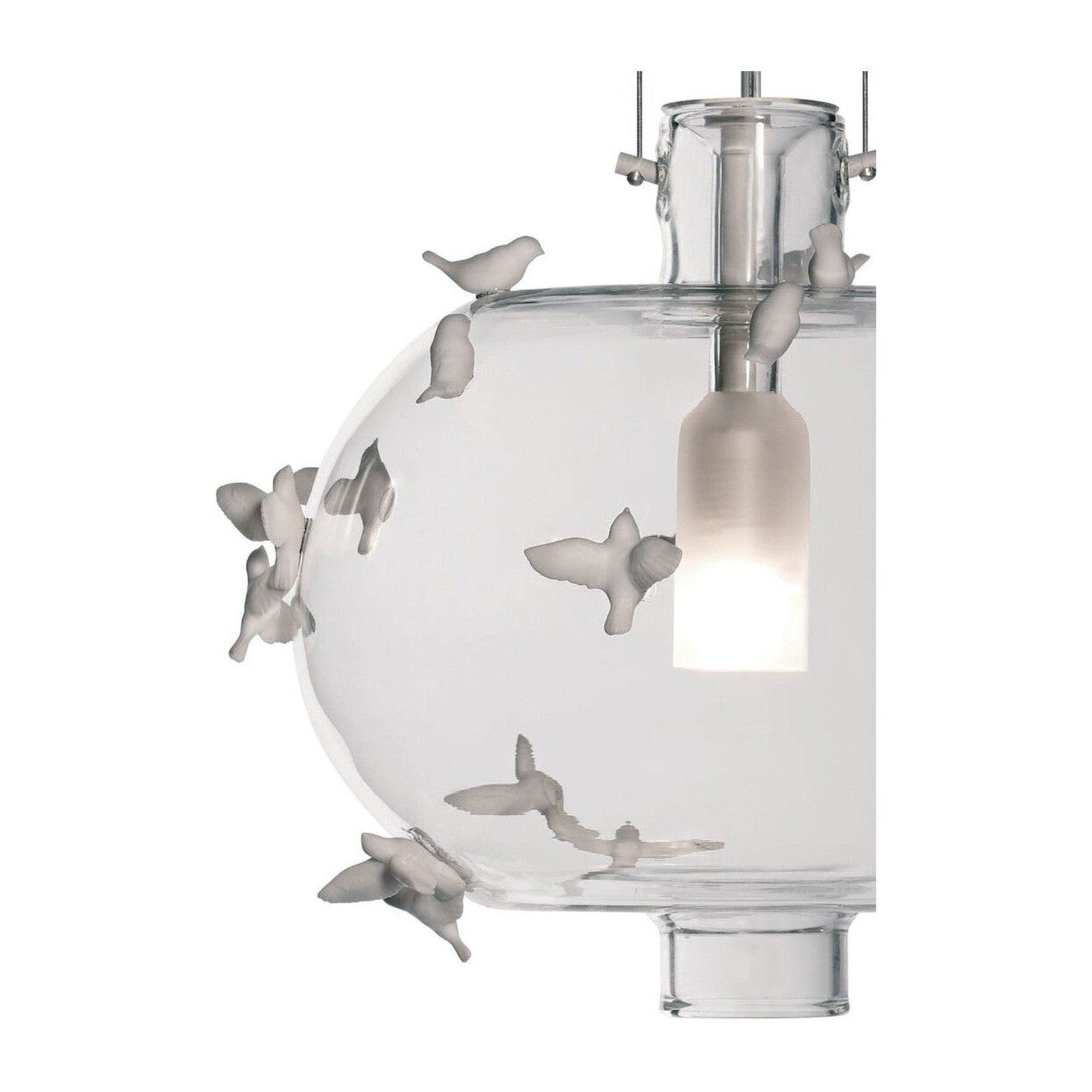 Porcelain Birds Blown Glass Pendant