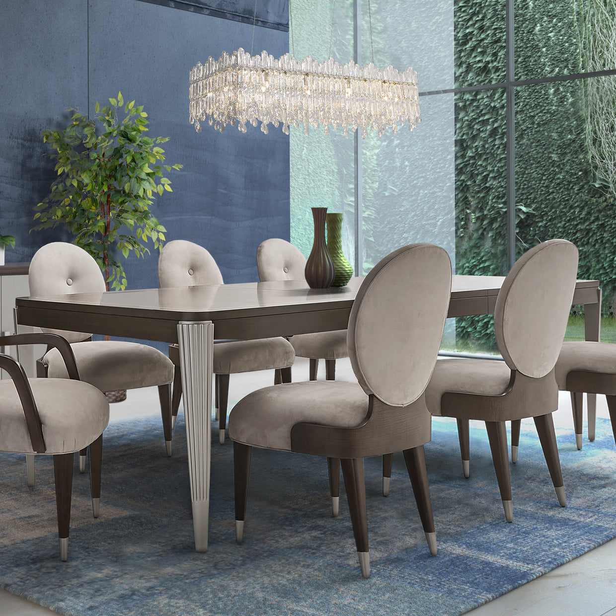 Royal Crown Twelve-Light Rectangular Chandelier