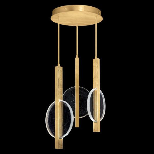 Selene Three-Drop Glass Linear Pendant / Gold
