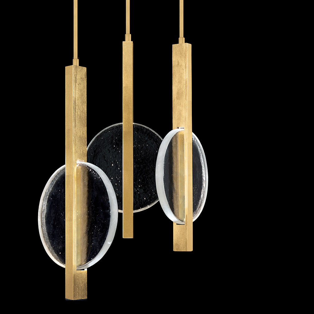 Selene Three-Drop Glass Linear Pendant / Black