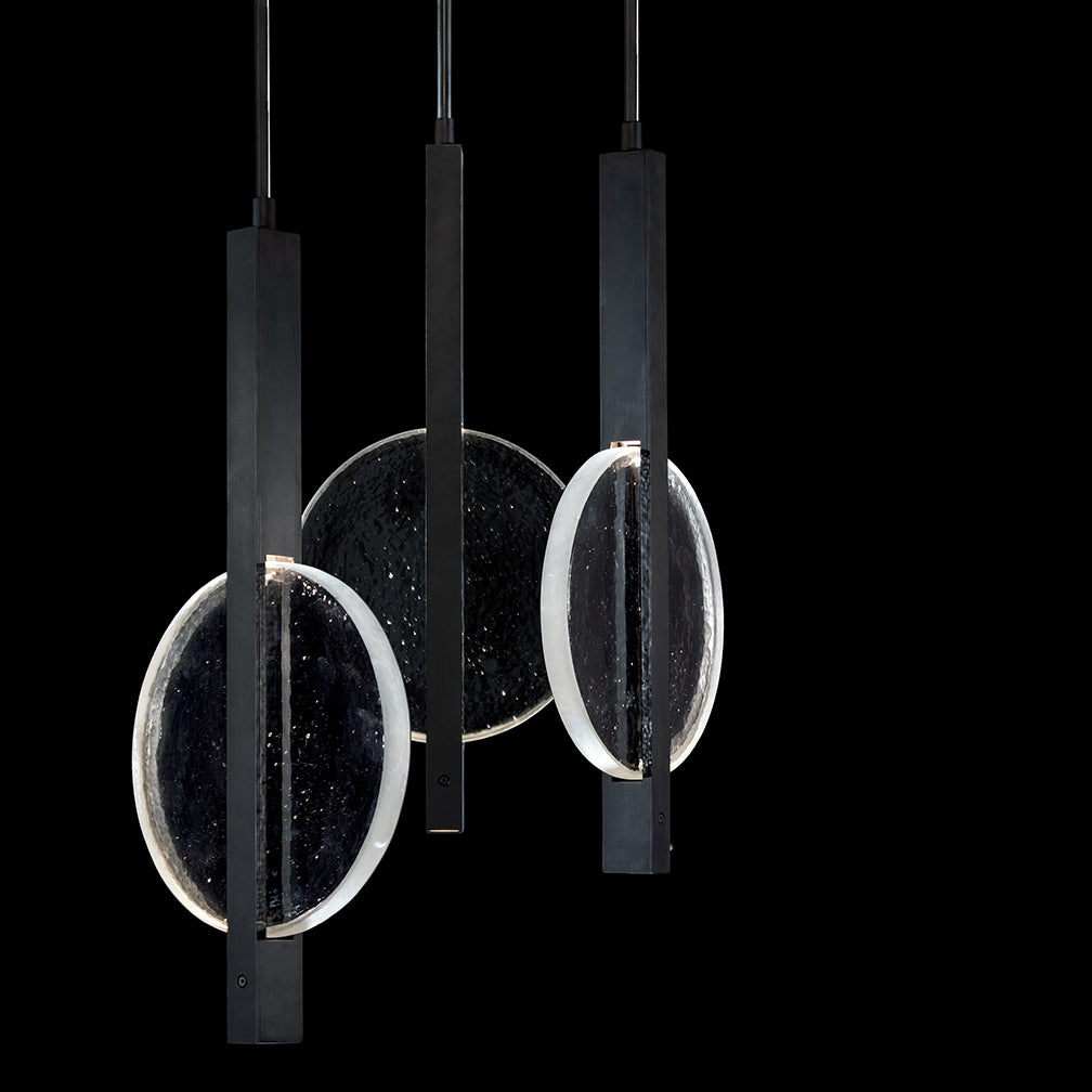 Selene Three-Drop Glass Linear Pendant / Soft Gold