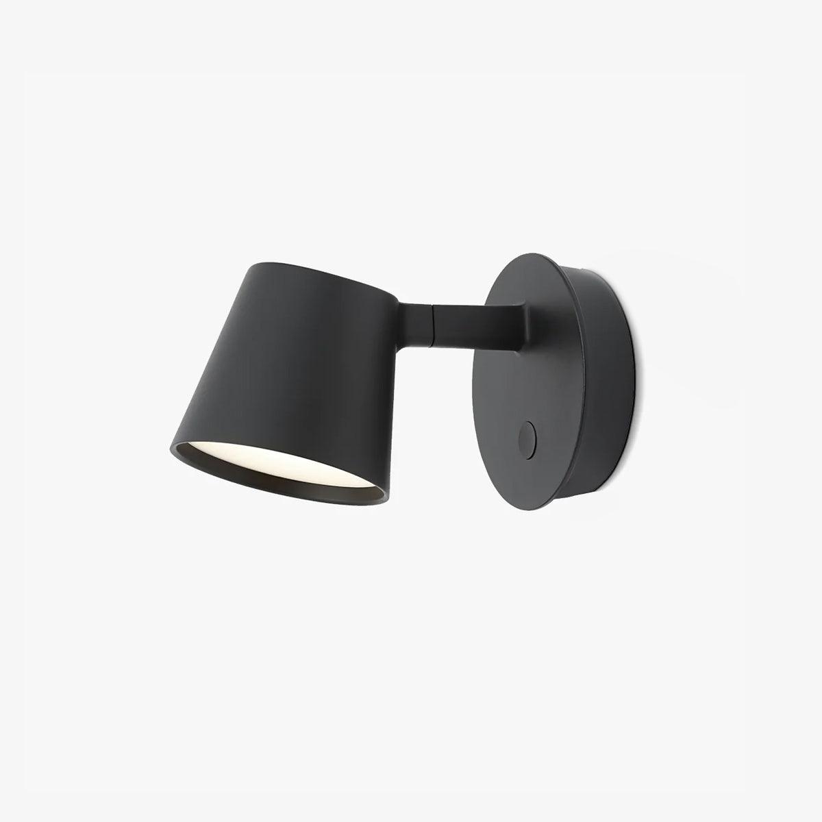 Tip Adjustable LED Wall Light / L 6.3″ x H 3.7″ / L 16cm x H 9.5cm / Black / Warm Light