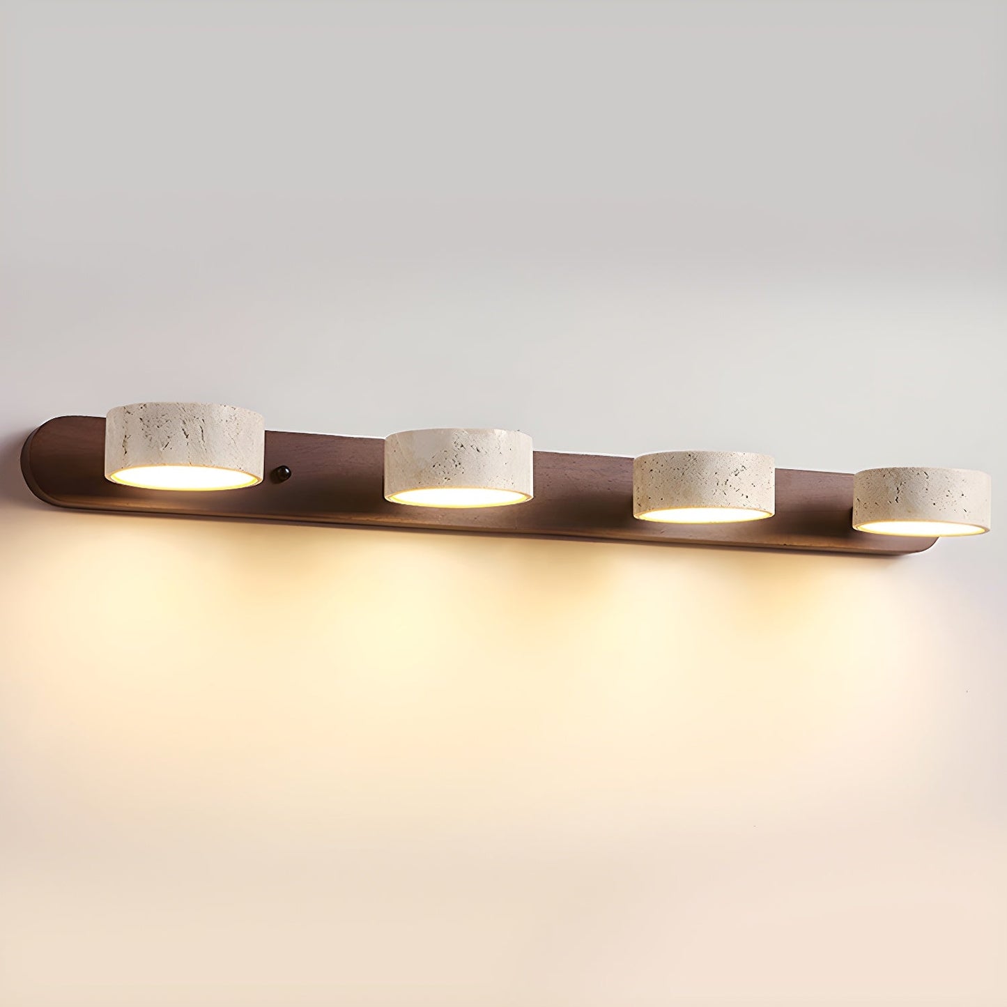 Travertine and Wood Multi-Light Wall Fixture