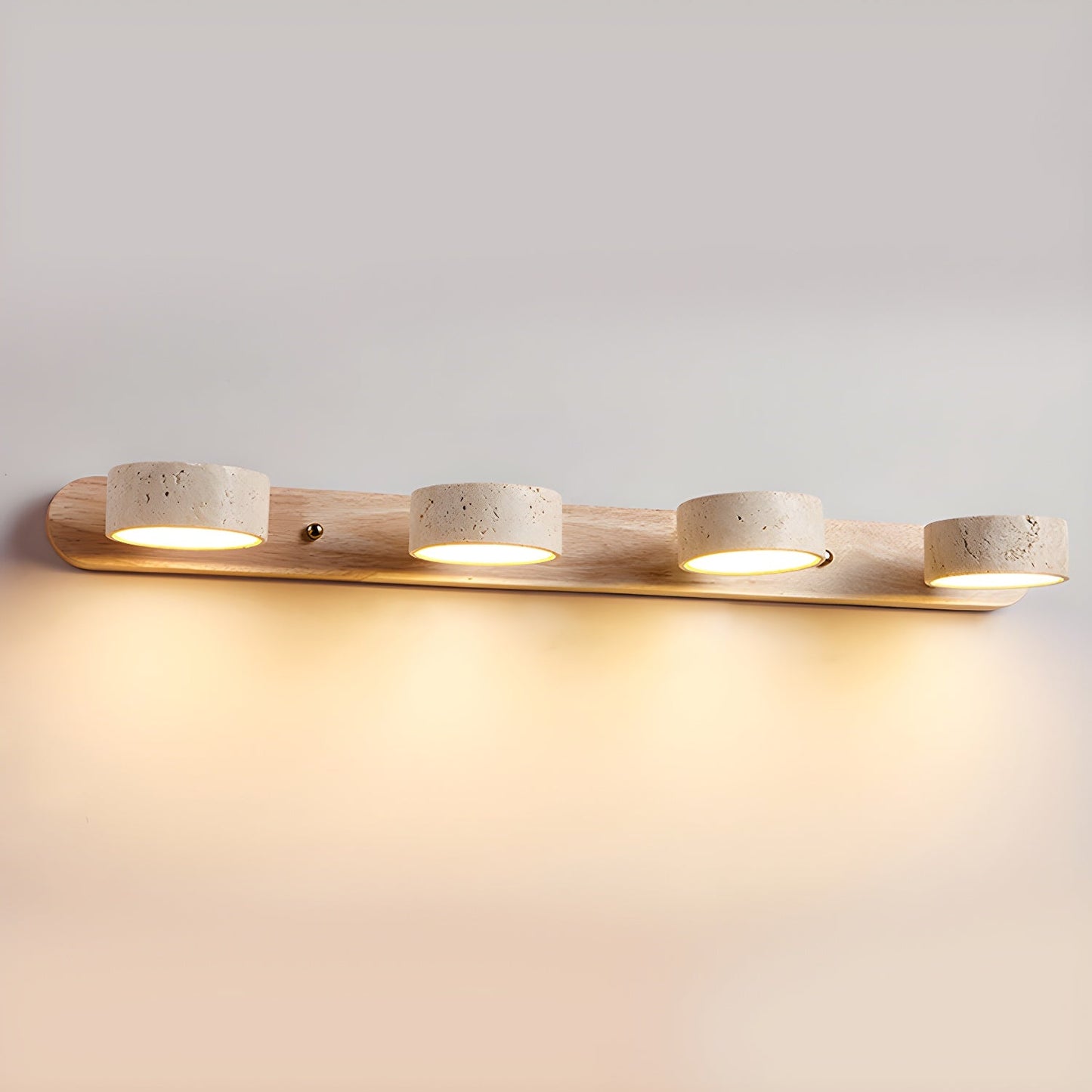 Travertine and Wood Multi-Light Wall Fixture