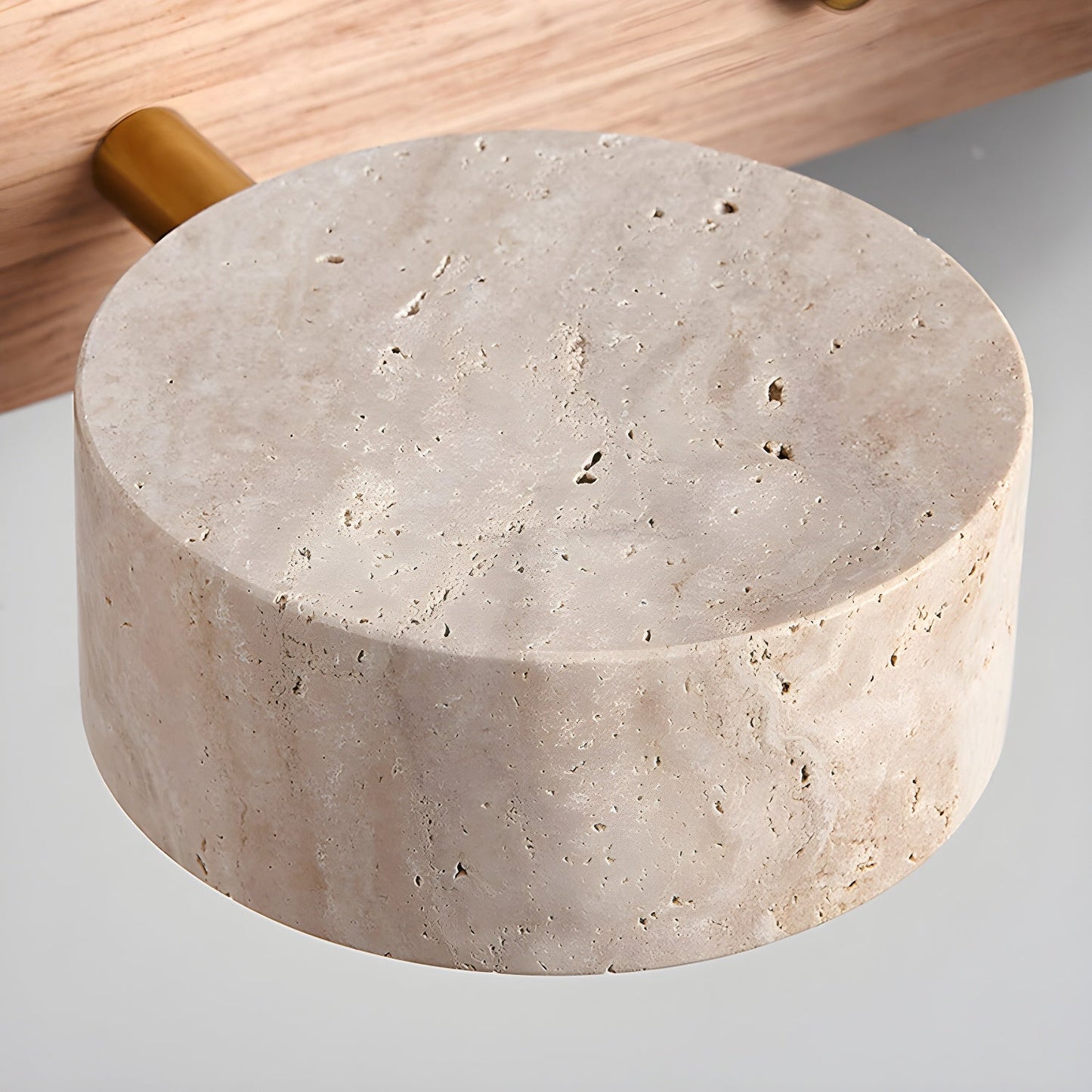 Travertine and Wood Multi-Light Wall Fixture