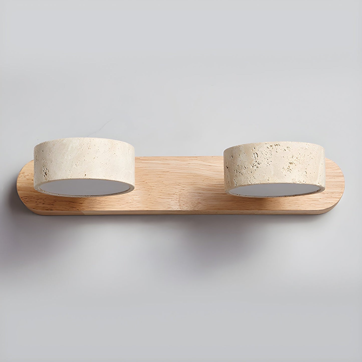 Travertine and Wood Multi-Light Wall Fixture