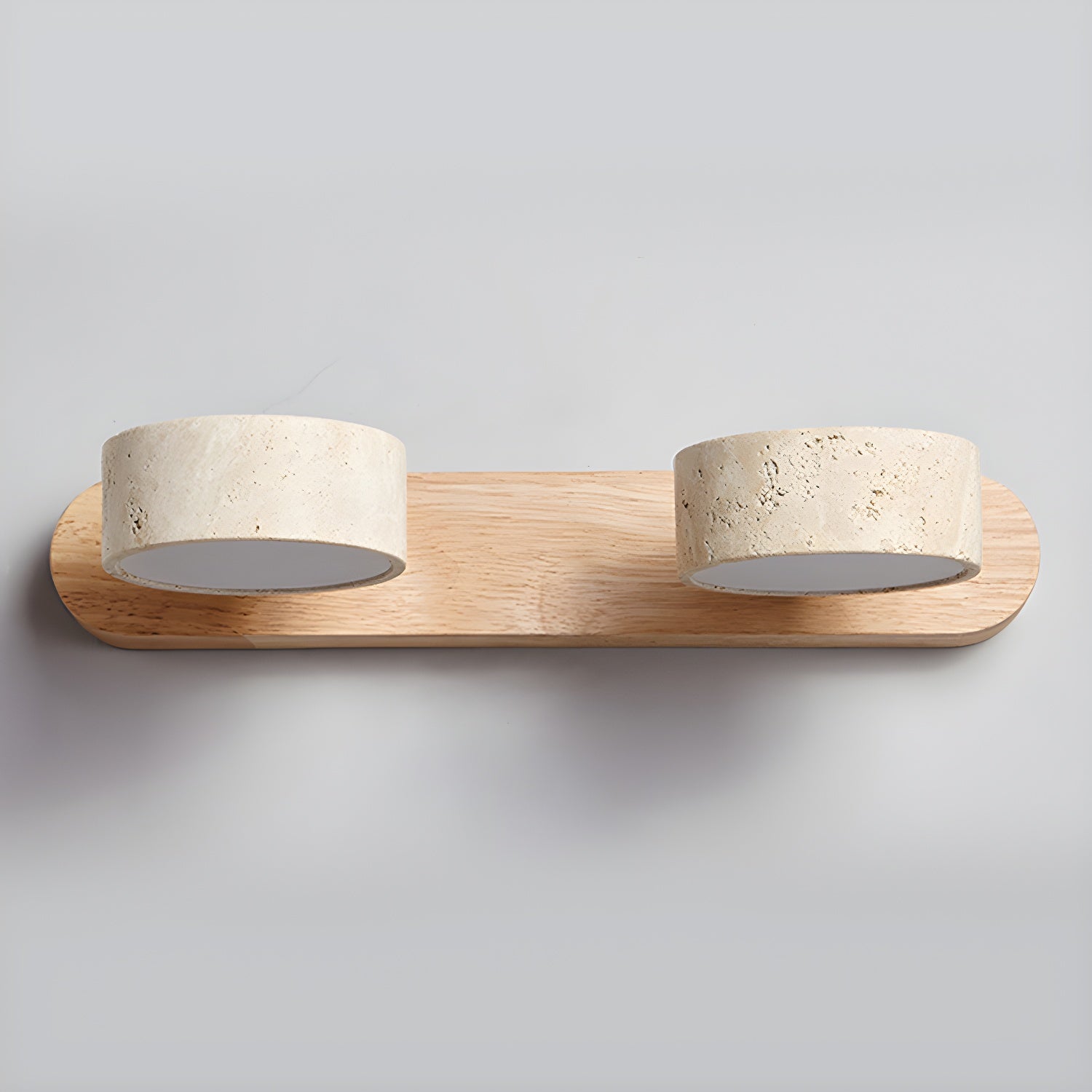 Travertine and Wood Multi-Light Wall Fixture